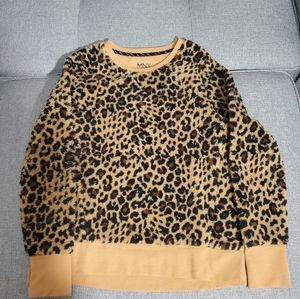 MNY leopard crew neck sweater, sz M